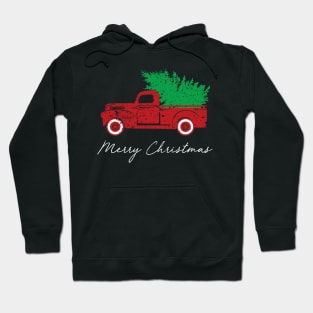 Merry Christmas Retro Vintage Red Truck Hoodie